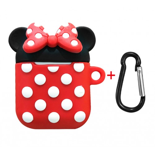 Чехол для Airpods Silicon case с карабином Minnie Mouse