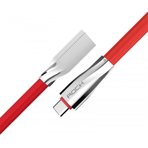 Кабель Rock Salmon type C 3A Charge & Sync flat cable 1 m Red