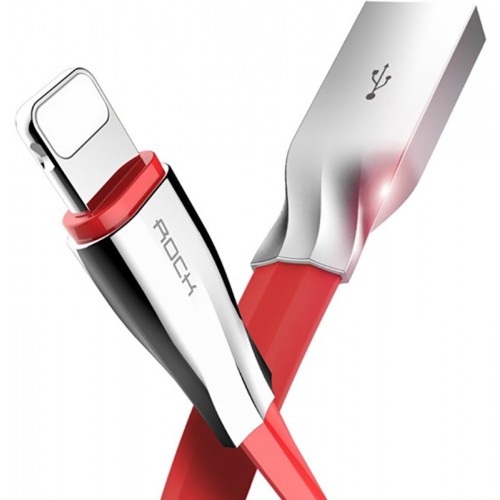 Кабель Rock Salmon lightning Charge & Sync flat cable 1 m Red