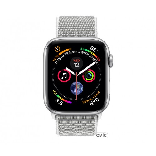 Apple Watch Series 4 (GPS) 44mm Silver Aluminum Case with Seashell Sport Loop (MU6C2)