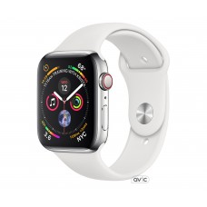 Apple Watch Series 4 GPS + Cellular, 40mm Stainless Steel Case with White Sport Band (MTVJ2)