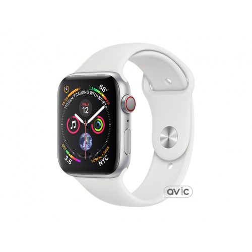 Apple Watch Series 4 GPS + LTE 44mm Aluminum Case w. White Sport B. (MTUU2)
