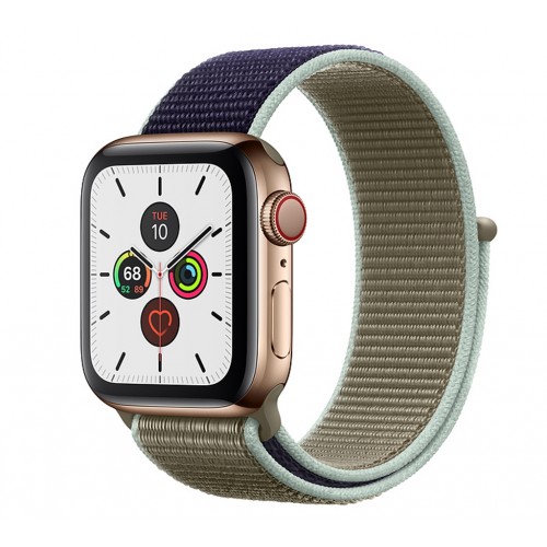 Apple Watch Series 5 (GPS+CELLULAR) 44mm Gold Stainless Steel Case with Sport Loop Khaki