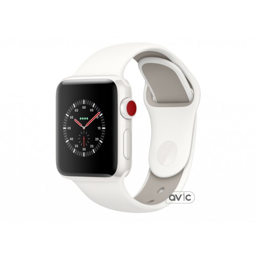 Apple Watch Series 3 Edition 38mm GPS+LTE White Ceramic Case with Soft White/Pebble Sport Band (MQJY2)