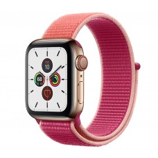 Apple Watch Series 5 (GPS+CELLULAR) 40mm Gold Stainless Steel Case with Sport Loop Pomegranate