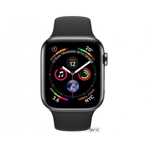 Apple Watch Series 4 GPS + Cellular 44mm Space Black Stainless Steel Case with Black Sport Band (MTX22)