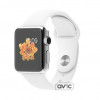 Apple Watch 38mm Stainless Steel Case with White Sport Band (MJ302)