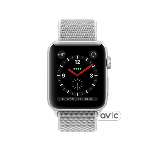 Apple Watch Series 3 (GPS+Cellular) 42mm Silver Aluminum Case with Seashell Sport Loop (MQKQ2)