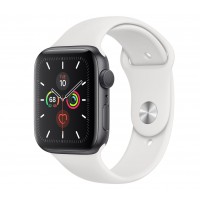 Apple Watch Series 5 (GPS) 40mm Space Gray Aluminum Case with Sport Band White