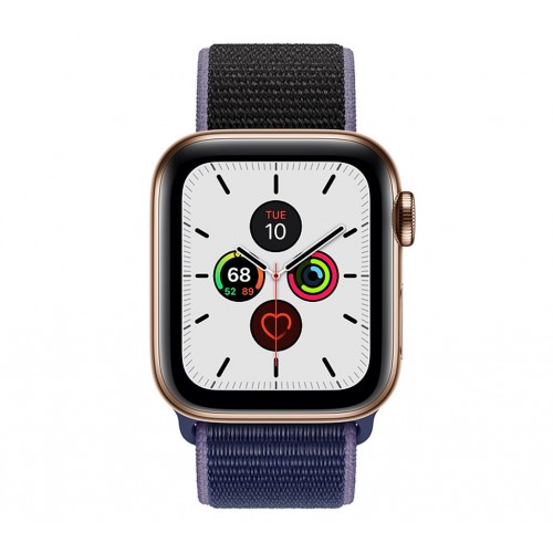 Apple Watch Series 5 (GPS+CELLULAR) 44mm Gold Stainless Steel Case with Sport Loop Midnight Blue