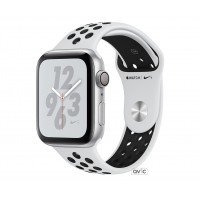 Apple Watch Nike+ Series 4 (GPS) 44mm Silver Aluminum Case with Pure Platinum Black Nike Sport Band (MU6K2)