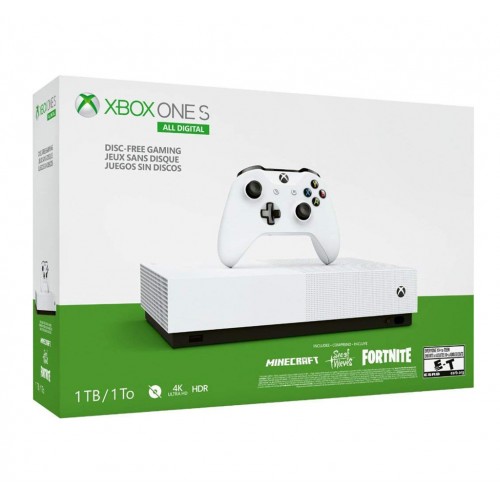 Игровая приставка Microsoft Xbox One S 1Tb White All-Digital Edition + Minecraft + Sea of Thieves + Fortnite