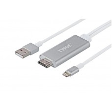 Кабель 2E Lightning - HDMI+USB A, Aluminum Shell, 2м Silver (2EW-2327)