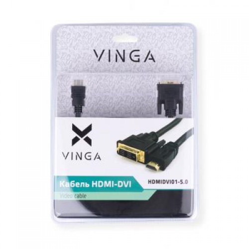 Кабель мультимедийный Vinga HDMI to DVI 24+1 5.0m (HDMIDVI01-5.0)