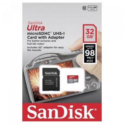 Карта памяти SanDisk 32GB microSDHC class 10 UHS-I A1 Ultra (SDSQUAR-032G-GN6IA)