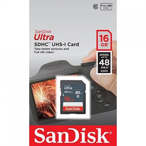 Карта памяти SanDisk 16GB SDHC Class 10 UHS-I (SDSDUNB-016G-GN3IN)