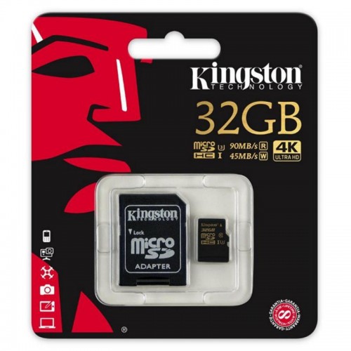 Карта памяти MicroSDHC 32GB UHS-I/U3 Kingston Gold + SD-адаптер R90/W45MB/s (SDCG/32GB)