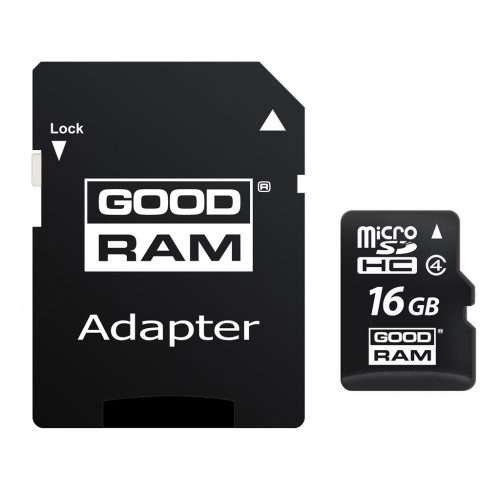 Карта памяти MicroSDHC 16GB Class 4 GOODRAM + SD adapter (M40A-0160R11)