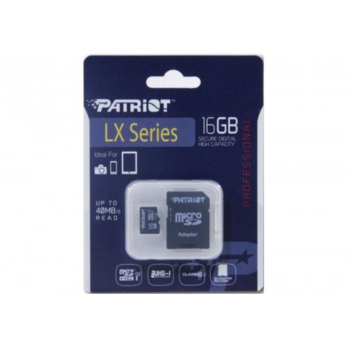 Карта памяти Patriot 16GB microSD class10 UHS-I (PSF16GMCSDHC10)