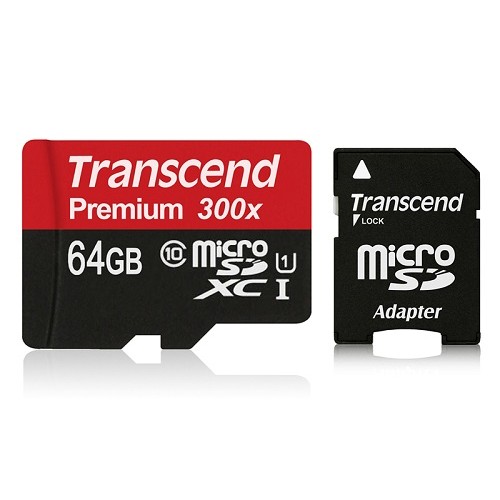 Карта памяти Transcend 64 GB microSDXC UHS-I Premium + SD Adapter TS64GUSDU1