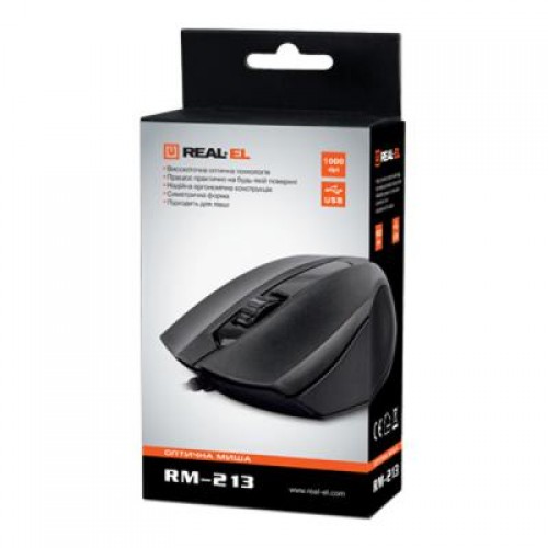 Мышь REAL-EL RM-213, USB, black