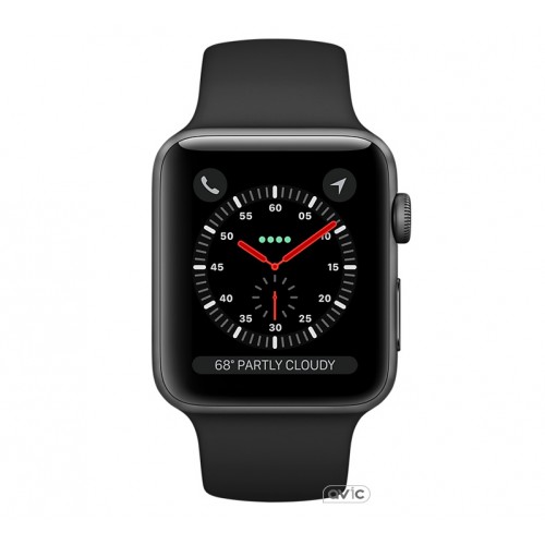 Apple Watch Series 3 (GPS + Cellular) 42mm Space Gray Aluminum w. Black Sport B. (MQK22)