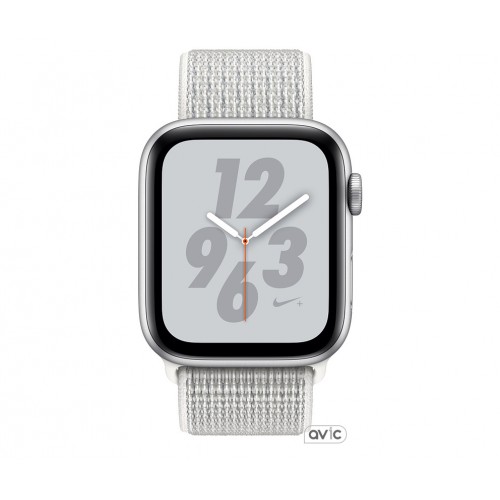 Apple Watch Nike+ Series 4 (GPS + Cellular) 44mm Silver Aluminum Case with Summit White Nike Sport Loop (MTXA2)