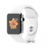Apple Watch 38mm Stainless Steel Case with White Sport Band (MJ302)
