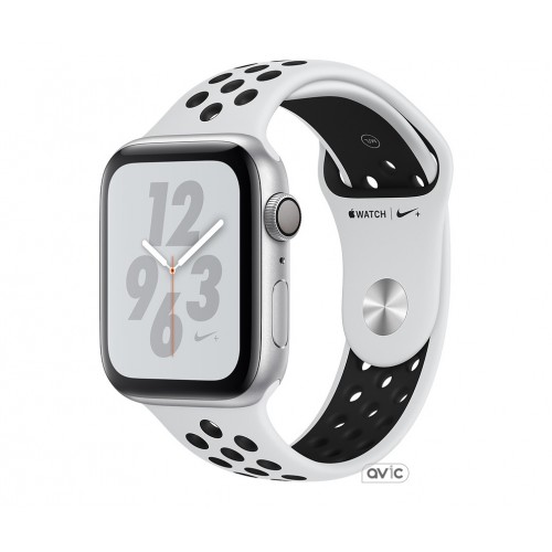 Apple Watch Nike+ Series 4 (GPS) 44mm Silver Aluminum Case with Pure Platinum Black Nike Sport Band (MU6K2)
