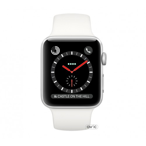 Apple Watch Series 3 (GPS + Cellular) 42mm Stainless Steel w. Soft White Sport B. (MQK82)