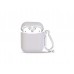 Чехол для Airpods Silicon case с карабином и ремешком Gray