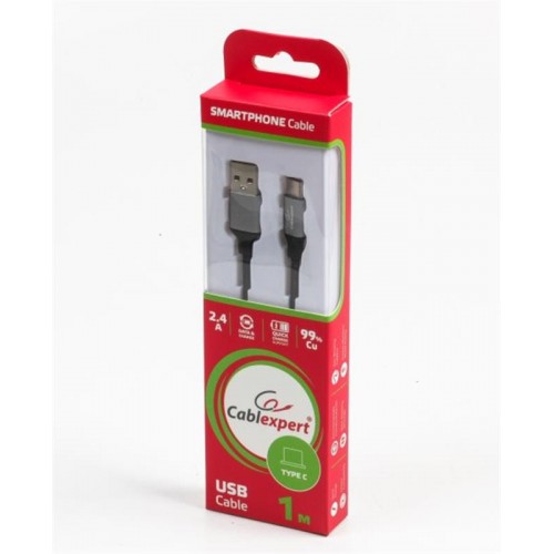 Кабель Cablexpert (CCPB-C-USB-09BK) USB 2.0 A - USB Type-C, премиум, 1м, черный