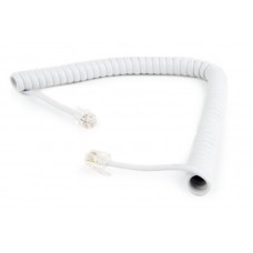 Кабель телефонный Cablexpert (TC4P4CS-2M-W) спиральный, CCS, 4P4C, 2м, белый