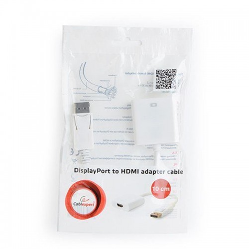 Адаптер-переходник Cablexpert (A-DPM-HDMIF-03-W) DisplayPort-HDMI, 0.1м, белый