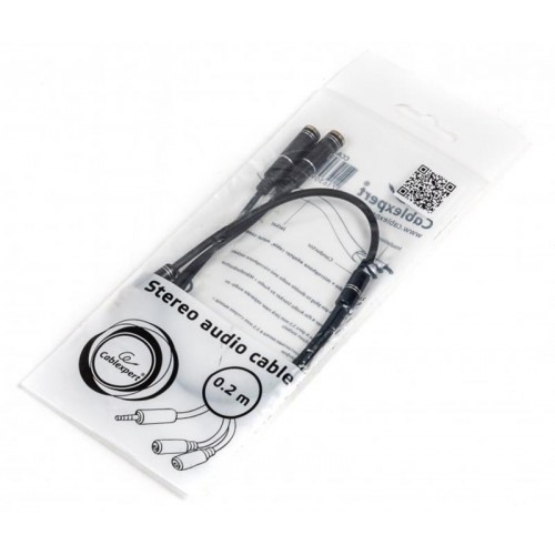 Аудио-кабель Cablexpert (CCA-417M) 3.5 mm 4-pin-3.5 mm stereo+микрофон, 0.2м, черный