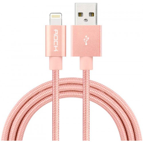 Кабель Rock Charge & Sync round Lightning Cable II 0,3 m Rose Gold