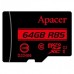 Карта памяти Apacer 64GB microSDXC class 10 UHS-I U1 (AP64GMCSX10U5-R)