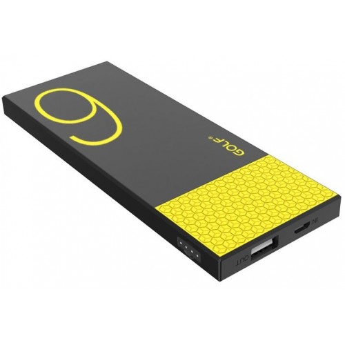 Power Bank GOLF 6000 mAh Hive6 2.1A Li-pol Black/Yellow