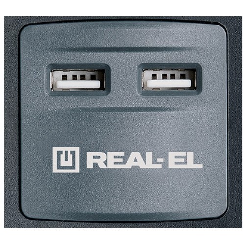 Сетевой фильтр REAL-EL RS-5 USB CHARGE 3 м (Black)