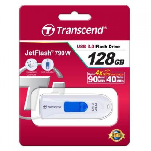 Флешка Transcend 128GB JetFlash 790 White USB 3.0 (TS128GJF790W)