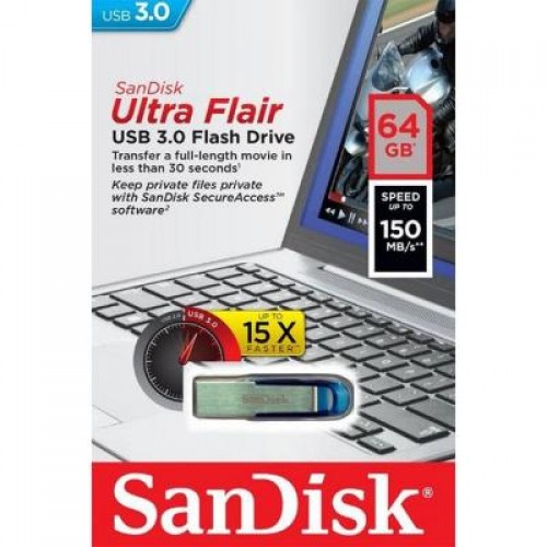 Флешка SANDISK 64GB Ultra Flair Blue USB 3.0 (SDCZ73-064G-G46B)