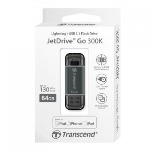 Флешка Transcend 64GB JetDrive Go 300 Black USB 3.1 (TS64GJDG300K)