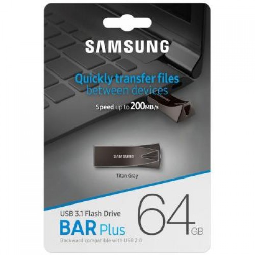 Флешка Samsung 64GB Bar Plus Black USB 3.1 (MUF-64BE4/APC)