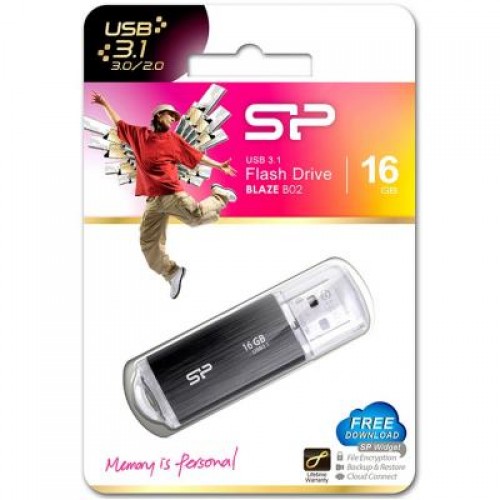 Флешка Silicon Power 16GB Blaze B02 Black USB 3.0 (SP016GBUF3B02V1K)