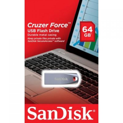 Флешка SANDISK 64GB Cruzer Force Metal Silver USB 2.0 (SDCZ71-064G-B35)