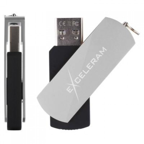 Флешка eXceleram 64GB P2 Series Silver/Black USB 2.0 (EXP2U2SIB64)