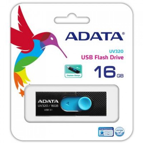 Флешка A-DATA 16GB UV320 Black/Blue USB 3.1 (AUV320-16G-RBKBL)