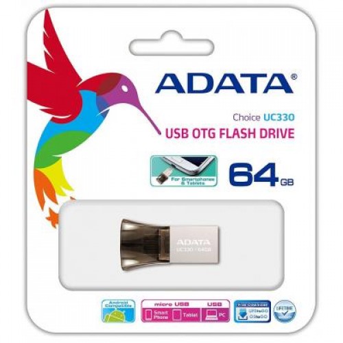 Флешка A-DATA 64GB UC330 Black USB 2.0 OTG (AUC330-64G-RBK)