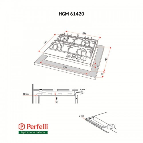 Варочная поверхность Perfelli HGM 61420 BL