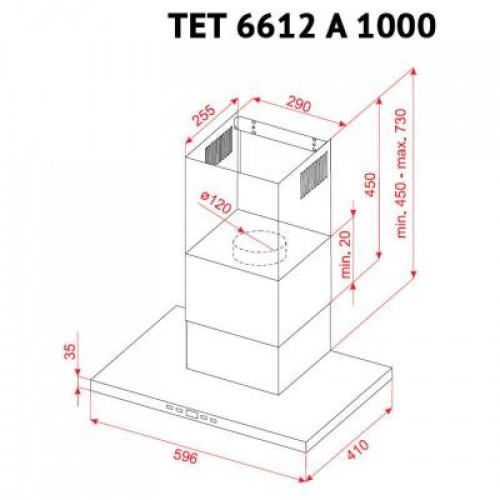 Вытяжка Perfelli TET 6612 A 1000 I LED